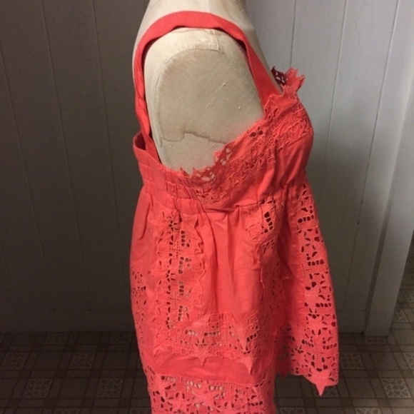 SACAI sz 2 S Orange Star Lace Tank Top Cotton - Picture 3 of 6